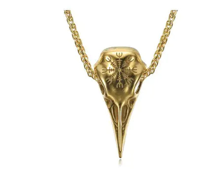 Mens Fashionable Vintage Viking Symbol Skull Eagle Beak Pendant Necklace