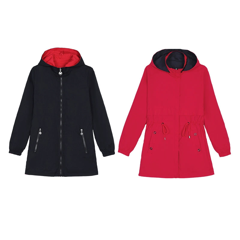 Double-Sided Wear Mid Length  Trench Coat Female Spring & Fall for Middle-Aged Plus Size Casual Jacket Coat