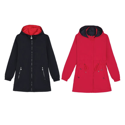 Double-Sided Wear Mid Length  Trench Coat Female Spring & Fall for Middle-Aged Plus Size Casual Jacket Coat
