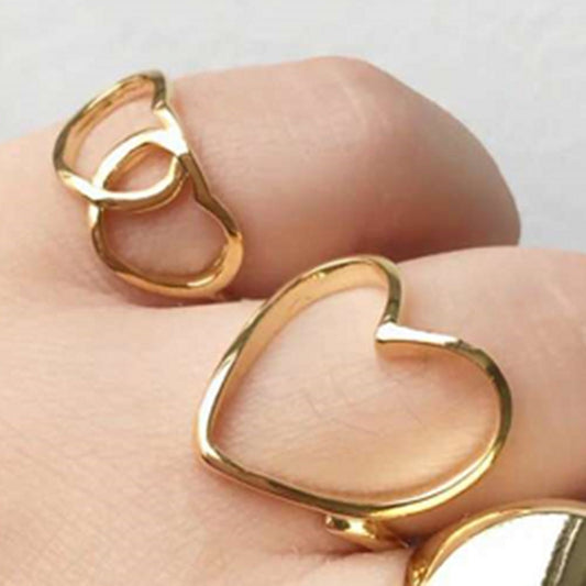 Titanium 18K Gold Plating Hollow Love Heart-shaped Ring
