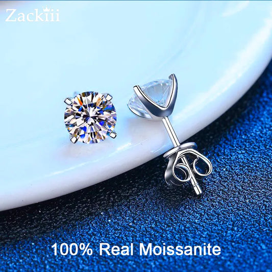 Moissanite 0.4-4 carat Stud Earrings for Men And Women and Men Solid